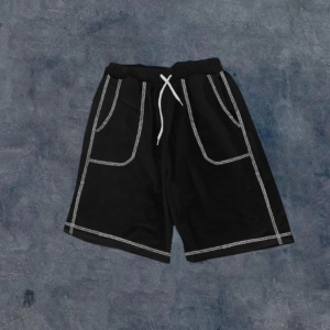 Erkek  Dikişli Cepli Oversize Şort - Siyah