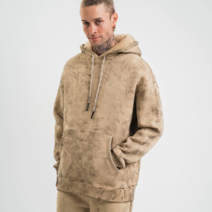 ERKEK Double Oversize Kapşonlu Yıkamalı SweatShirt - Bej