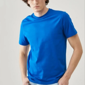 ERKEK Düz Biskilet Yaka Oversize T-shirt - Mavi