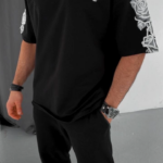 ERKEK Baskılı T-Shirt - Siyah