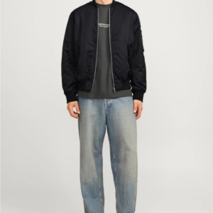 Erkek Siyah Bomber Mont Fermuarlı Cepli Kapitone Astarlı Ceket Kış Kullanıma Uygun - Siyah