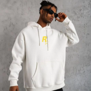 ERKEK Kapşonlu Baskılı Sweetshirt - Beyaz