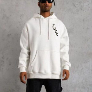 ERKEK Kapşonlu Uzun Kol Baskılı Sweetshirt - Beyaz