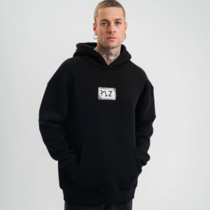 ERKEK Kapşonlu Uzun Kol Patchli Nakışlı SweatShirt - Siyah