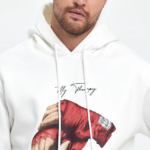 ERKEK Kapüşonlu Üç İplik Oversize Baskılı Sweatshirt - Beyaz