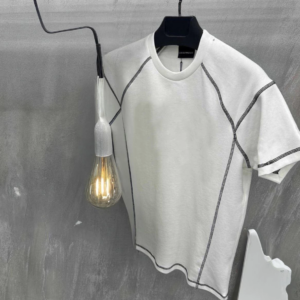 Unisex Karoyaka Dikişli Oversize T-Shirt - Beyaz