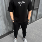 ERKEK Baskılı Oversize T-Shirt - Siyah