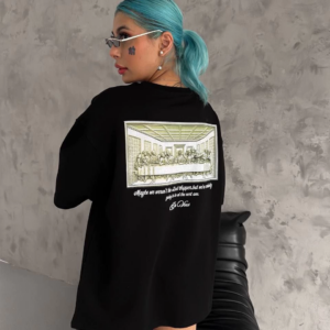 Kadın Baskılı Oversize T-Shirt - Siyah