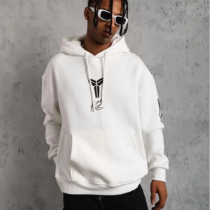 ERKEK Sırt Baskılı Kapüşonlu Üç İplik Oversize Sweatshirt - Beyaz