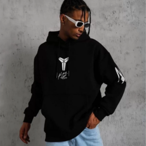 ERKEK Sırt Baskılı Kapüşonlu Üç İplik Oversize Sweatshirt - Siyah