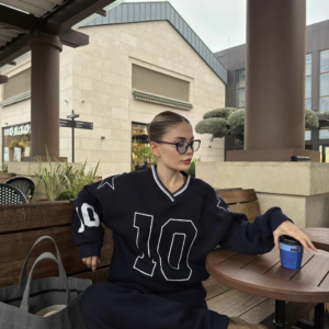 V Yaka Üç İplik Sweat Takım - Siyah