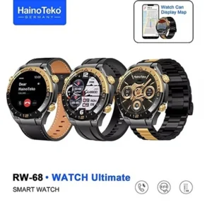 HainoTeko RW68 Premium Akıllı Saat – Almanya Versiyonu, Tam Dokunmatik, IP68 Suya Dayanıklı, 3 Kayışlı