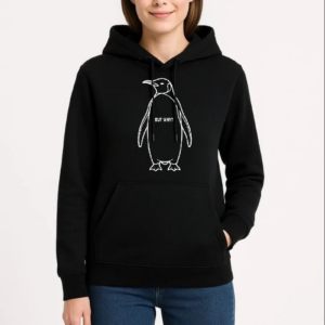 Kadın Nihilist Penguen Özel Tasarım Oversize Kapüşonlu Sweatshirt - Siyah