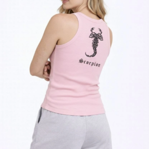 Kadın Fitilli Atlet Sıfır Yaka Slim Fit Arka Baskılı Spor Atlet - Pembe