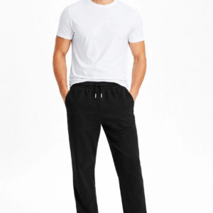 Erkek Düz Paça Beli Lastikli İpli Günlük Spor Eşofman Altı Rahat Fit - Siyah