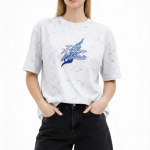 Kadın Asit Yıkamalı Oversize Tişört Future Worlds Baskılı Bisiklet Yaka Kısa Kollu - Beyaz