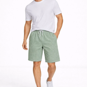 Erkek Pötikareli Şort – Beli Lastikli Bağcıklı, Cepli, Rahat Kesim Günlük Yazlık Şort - Mint Yeşili