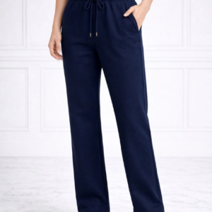 Kadın Düz Paça Beli Lastikli İpli Spor Eşofman Altı Fit - Lacivert