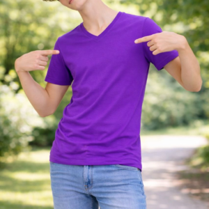 Genç Erkek Çocuk V Yaka Tişört Model - Mor