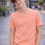 Genç Erkek Çocuk V Yaka Tişört Model - Toz Pembe