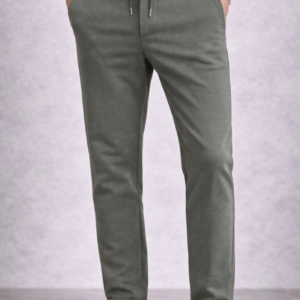 Erkek Diagonel Mikro dokulu Duble Paça Cepli Pantolon Bağcıklı Bel, Modern Kesim - Haki