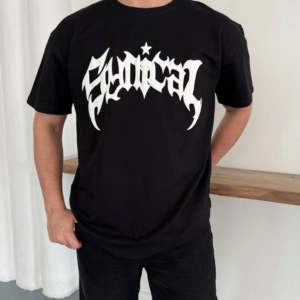 Erkek Bisiklet Yaka Ön Baskılı  Kısa Kollu Tişört Streetwear Günlük Basic Pamuklu T-shirt - Siyah