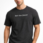 Erkek Wafıl Kumaş Tişört Regular Kalıp Bisiklet Yaka Baskılı Günlük Basic T-Shirt - Siyah