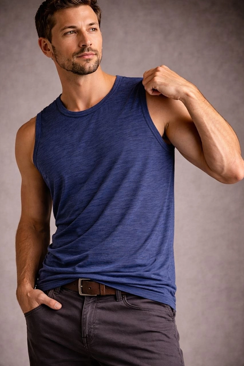 Erkek Flamlı Sıfır Kolsuz Atlet ve Fitness - İndigo