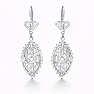 Gümüş Zarif Yaprak Telkari Kadın Küpe