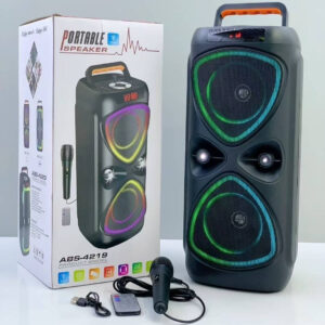 ABS-4219 Taşınabilir Bluetooth Hoparlör – Mikrofonlu RGB Işıklı Karaoke Speaker