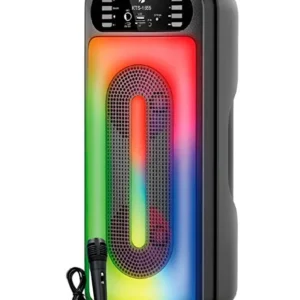 KTS-1555 Bluetooth Hoparlör Mikrofonlu RGB Işıklı Taşınabilir Kablosuz Speaker USB TF AUX FM Destekli