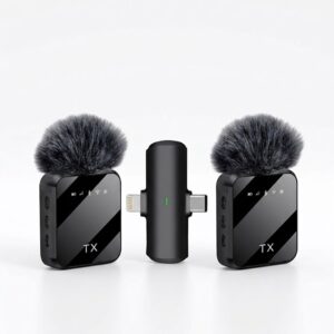F15-2 Çiftli Kablosuz Yaka Mikrofonu – Gürültü Önleyici, 2 Kişilik Profesyonel Ses Seti