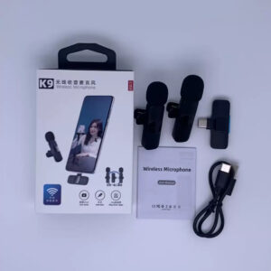 K9 Kablosuz Yaka Mikrofonu – Telefon Uyumlu Vlog & Canlı Yayın Mikrofon Seti