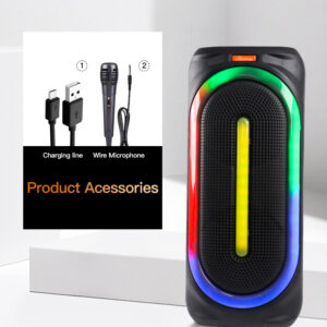 MS-2038BT-W Bluetooth Hoparlör Çift 8 İnç Woofer RGB Işıklı Kablosuz Taşınabilir Ses Sistemi