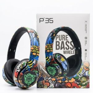 P35 Pure Bass Kablosuz Kulaklık – RGB Işıklı Wireless Headphone (Graffiti Tasarım)