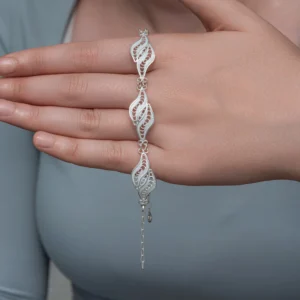 Gümüş İkili Yaprak Telkari Kadın Bileklik