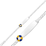 Kişiye Özel Sarı Lacivert Top Figürlü Gümüş Çocuk Künyesi