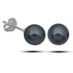 Gümüş Mayorka Siyah İnci 7 mm Kadın Küpe