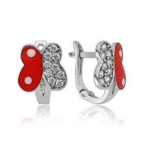 Gümüş Taşlı Kırmızı Kelebek Küpe