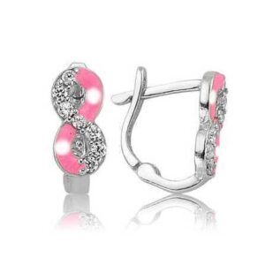 Gümüş Pembe Sonsuzluk Çocuk Küpesi