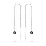 Gümüş Zincirli Lacivert Nazar Küpe