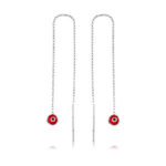 Gümüş Zincirli Kırmızı Nazar Küpe