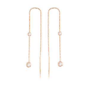 Gümüş Zincirli Beyaz Taşlı Küpe