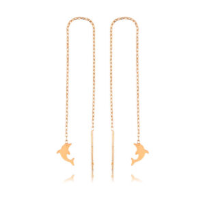 Gümüş Zincirli Yunus Balığı Küpe