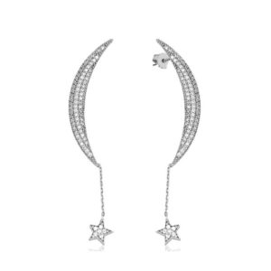 Gümüş Zincirli Ay Yıldız Küpe