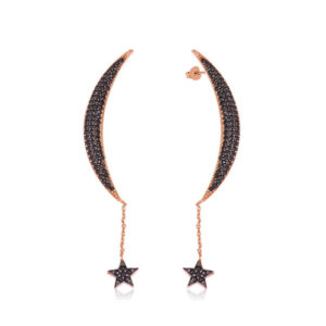 Gümüş Zincirli Ay Yıldız Küpe