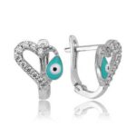 Gümüş Kalp Figürlü Çocuk Küpesi