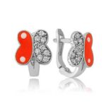 Gümüş Turuncu Kelebek Çocuk Küpesi