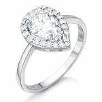 Gümüş Beyaz Zirkon Taşlı Damla Kadın Yüzük