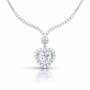 Gümüş Beyaz Zirkon Taşlı Kalp Kadın Kolye